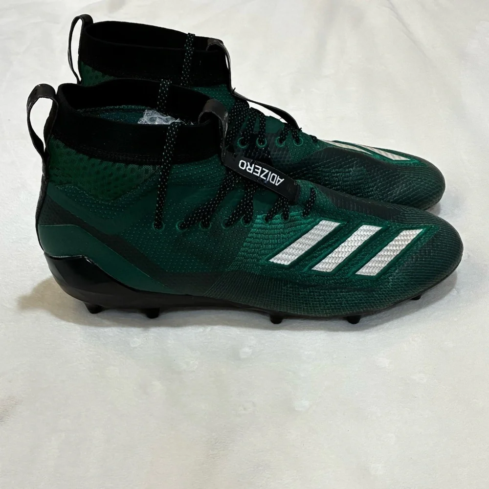 Adidas Adizero 8.0 Mid Football Cleats Dark Green White F35195 Men’s Size 12.5